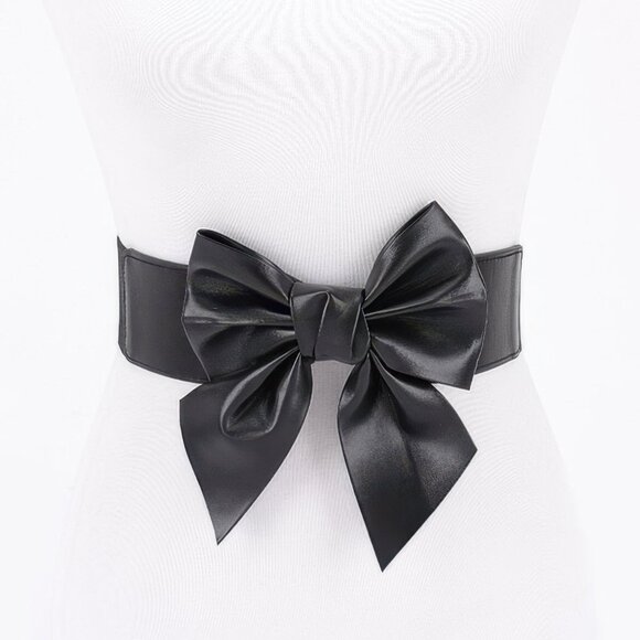 Faux Leather Ribbon Elastic Belt - Picture 1 of 4